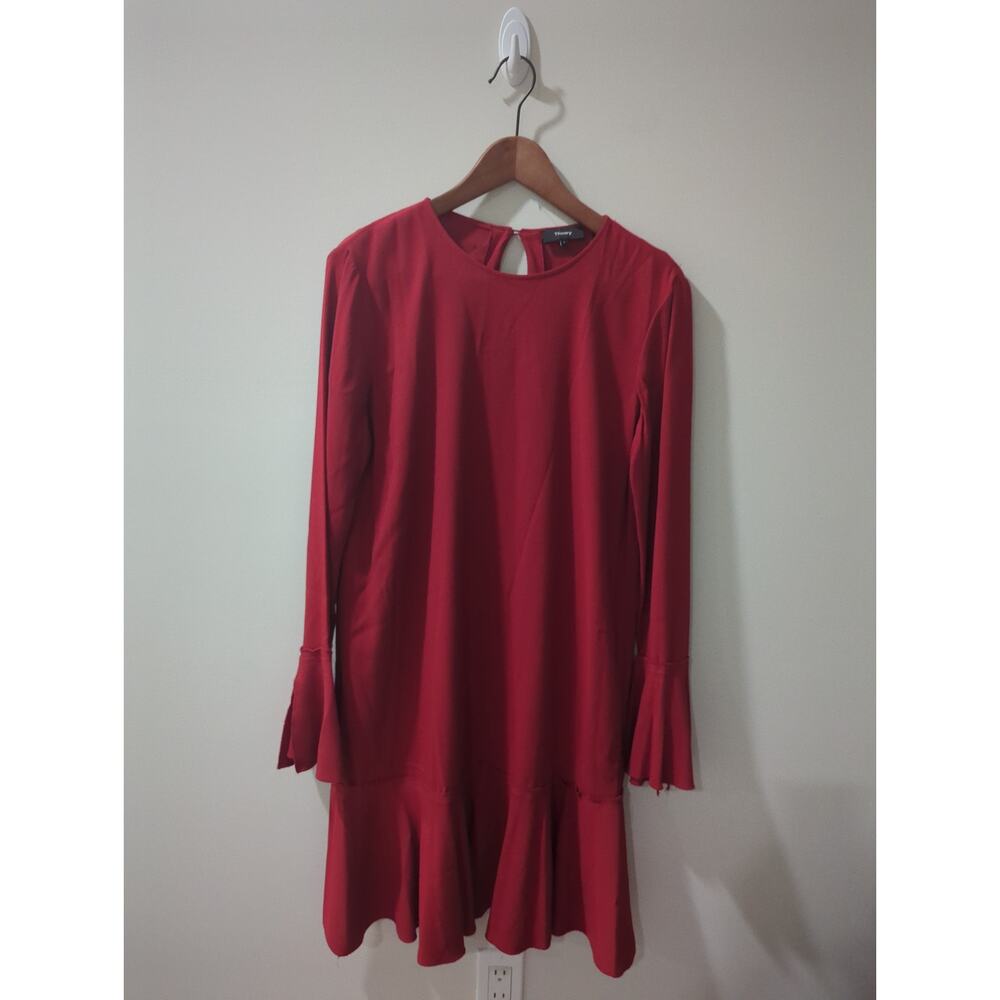 THEORY Red Bell Long Sleeve Dress - Picture 2 of 5